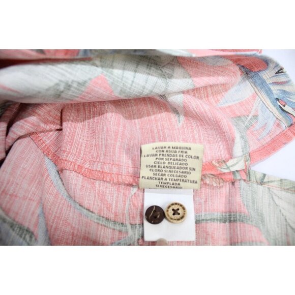 Jamaica Jaxx Tropical Silk Shirt Men's M Gray Pink Button Down Casual Fit Casual - Picture 10 of 11